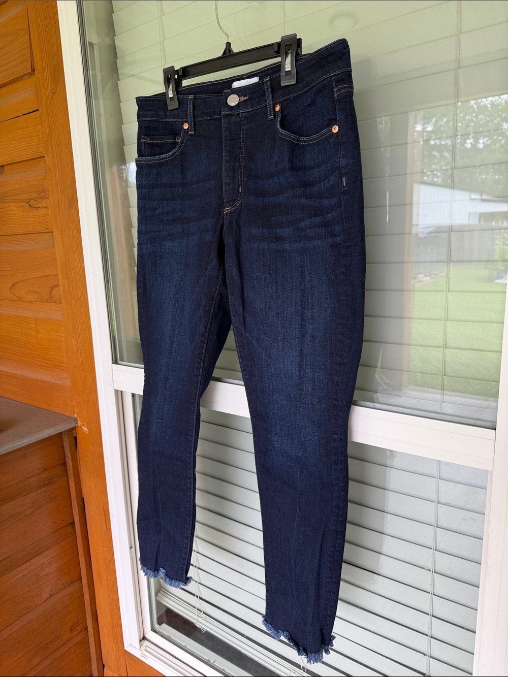 LOFT Dark Blue Cropped High-Rise Skinny Jeans